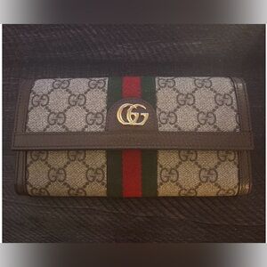 Gucci GG Supreme Web Stripe Continental Wallet